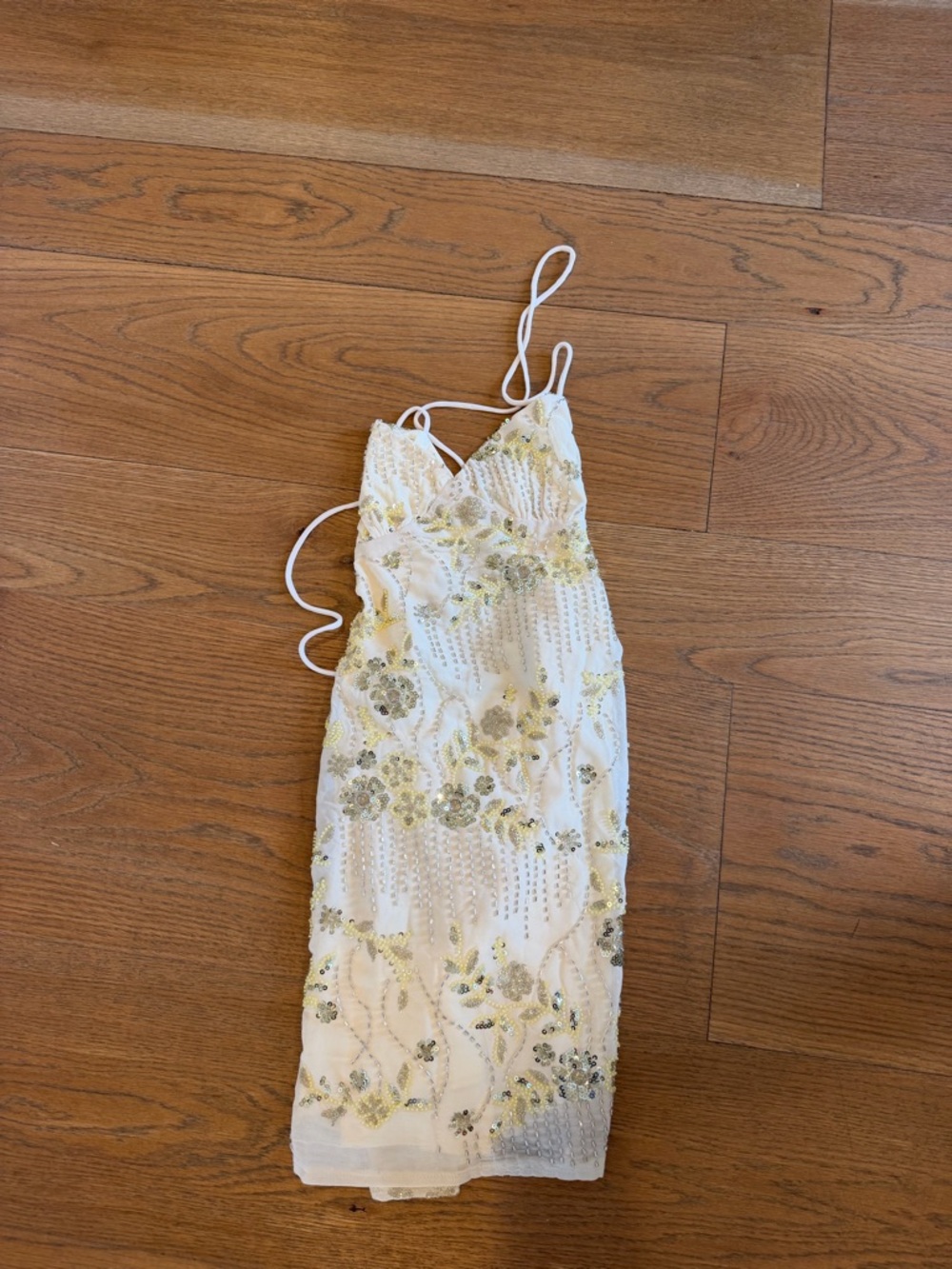 Pastel Yellow Beaded Floral Slip Dress